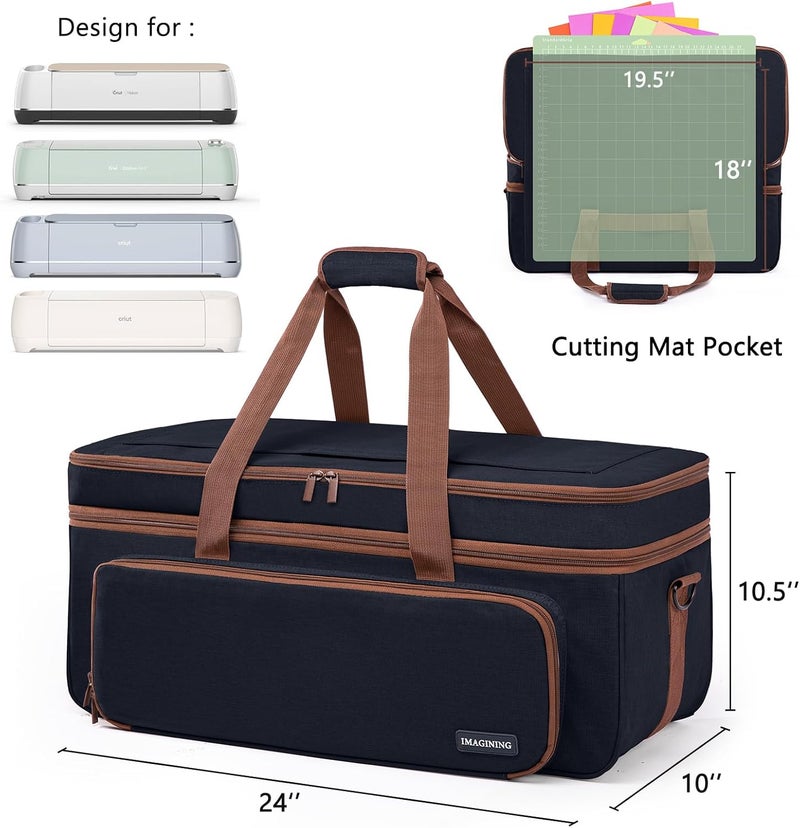 IMAGINING Carrying Case for Cricut Maker 3, Maker 4, Double-Layer Machine Bag with Cover for Cricut Explore 4, Explore 3, Explore Air 2, Storage Organizer for Cricut Accessories and Tools - Image 3
